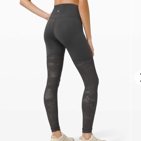 Lululemon Sheer Will High-Rise Tights Leggings 28" *Camo Graphite Grey Size 12 - Picture 3 of 13